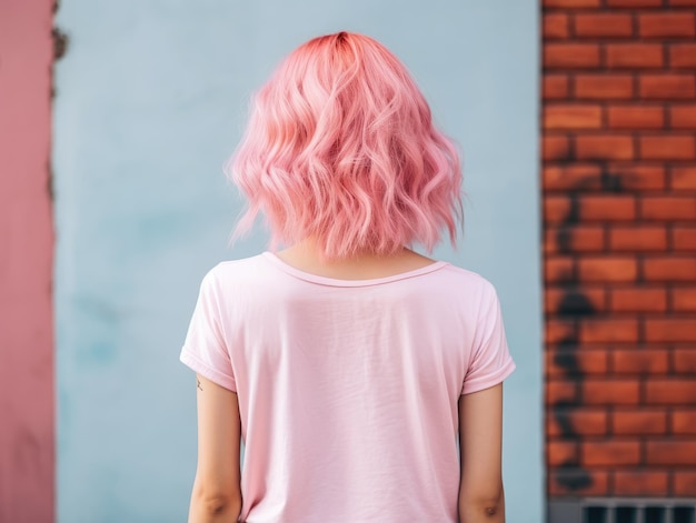 ピンクの髪の女性