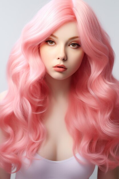 a woman with pink hair