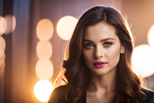 A woman with a pink lip looks at the camera.