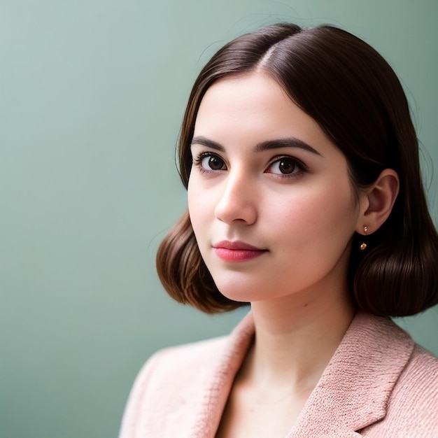 A woman with a pink lip and a pink lip