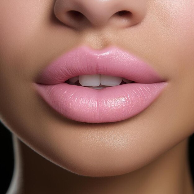 Photo a woman with pink lips that has a pink lip