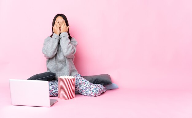 woman with popcorns