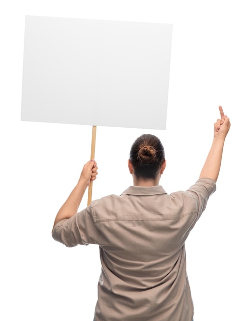 woman with poster protesting on demonstration