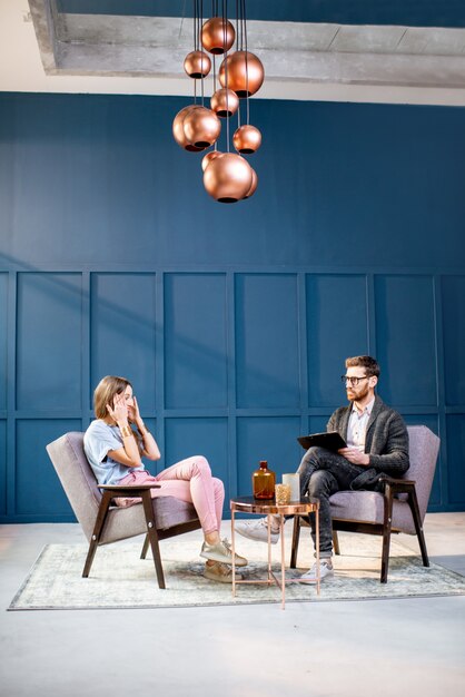 Woman with psychologist in the office