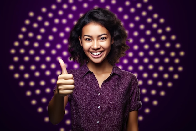 A woman with a purple background that says'i'm a lady '