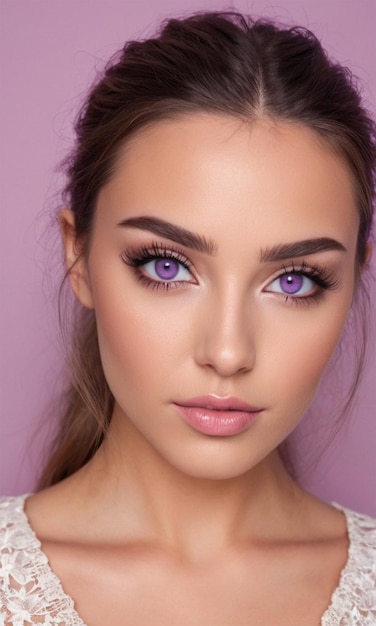 Photo a woman with purple eyes and a purple eye shadow