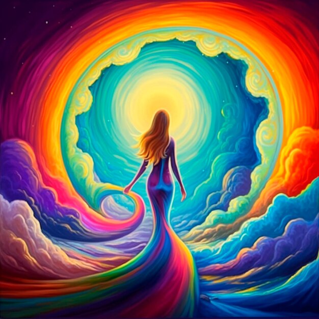 Woman with rainbow Vibrant colors