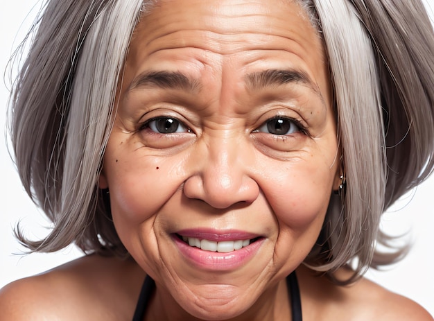 A woman with a receding hairline smiles at the camera.