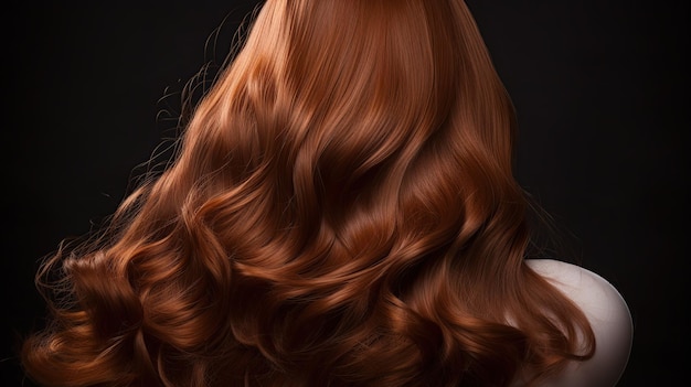 A woman with red hair on a black background