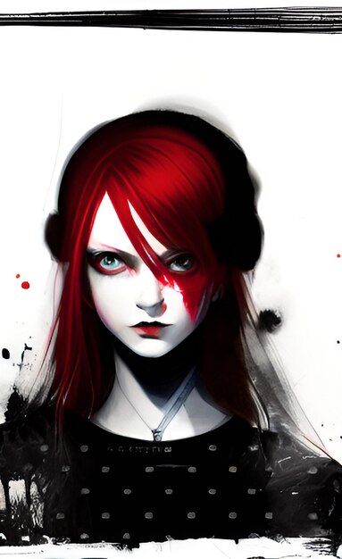 A woman with red hair and a black shirt