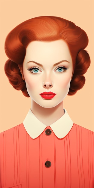 A woman with red hair and blue eyes