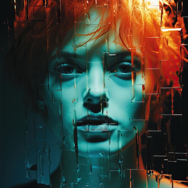 A woman with red hair and a broken glass