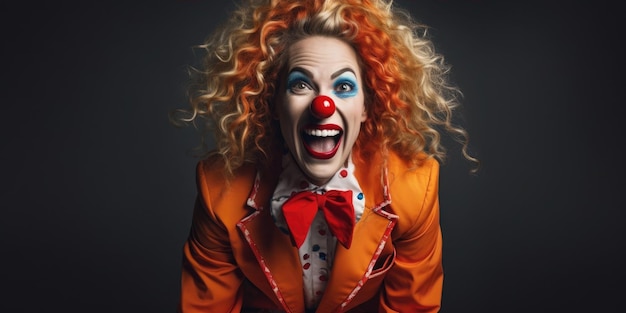 Foto una donna con i capelli rossi e il naso da clown