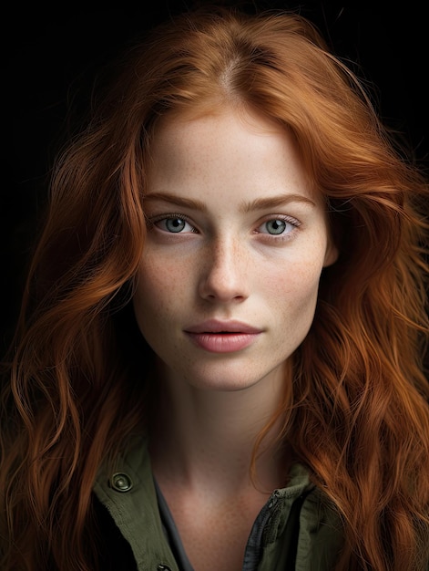 a woman with red hair and freckles