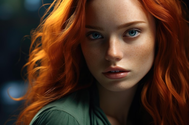 a woman with red hair and freckles