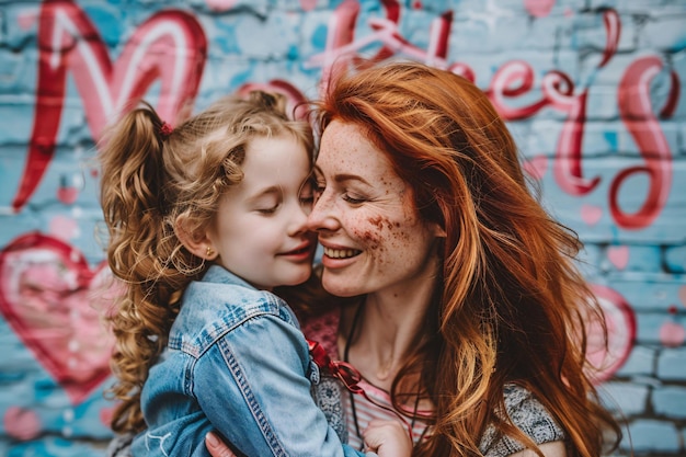 Photo a woman with red hair is holding a little girl