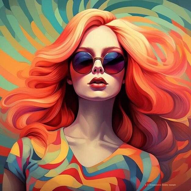 Photo a woman with red hair is wearing sunglasses