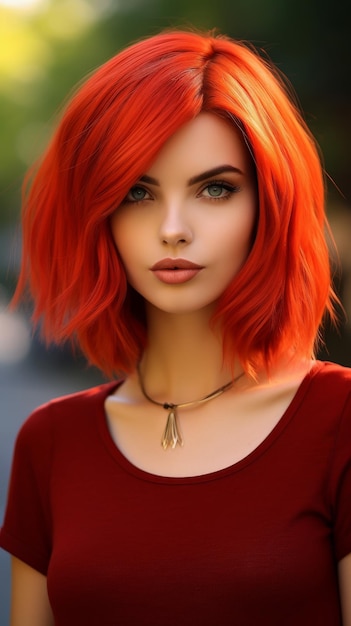 Женщина с рыжими волосами и ожерельем