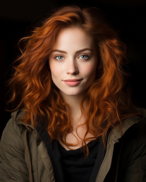 Premium Ai Image A Woman With Red Hair Posing For The Camera 