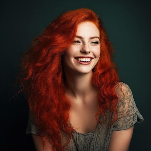 Photo a woman with red hair smiling for the camera.