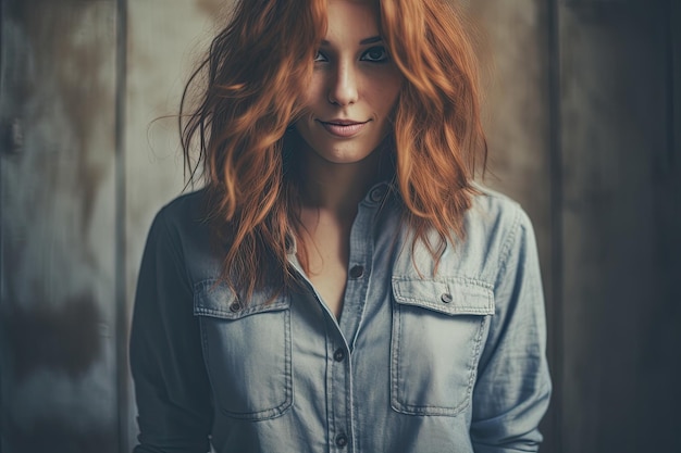 a woman with red hair