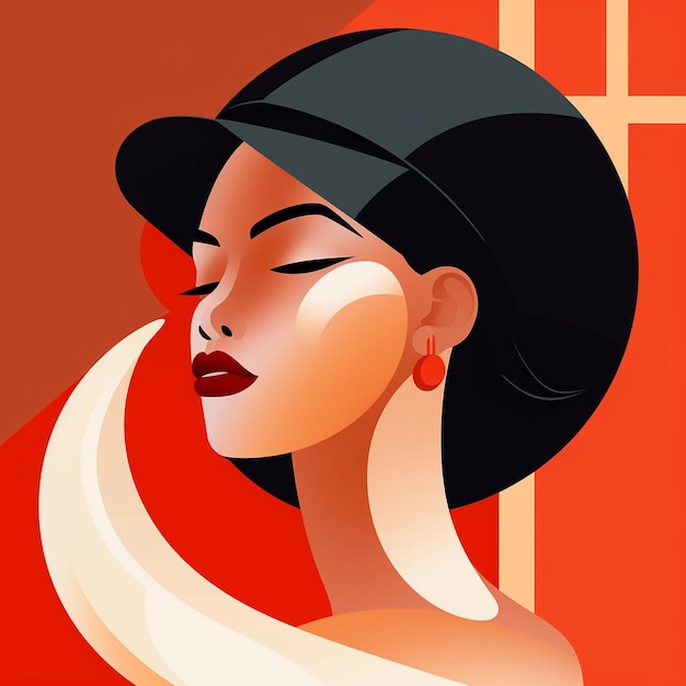 A woman with a red lip and a black hairdo
