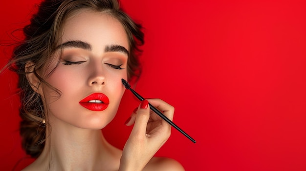 Woman With Red Lipstick and Black Eyeliner