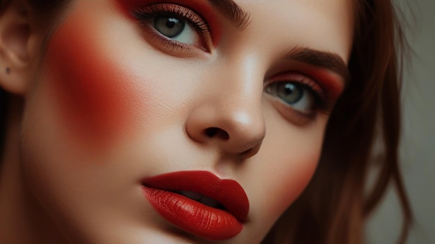 Photo a woman with red lipstick on her face