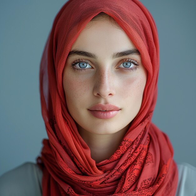 a woman with a red scarf that says  natural