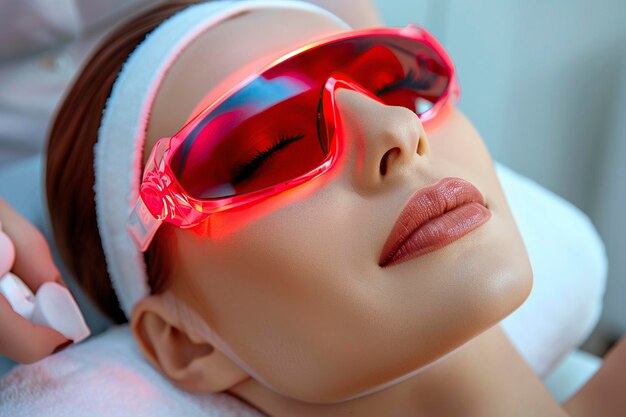 Woman With Red Sunglasses Laying on Bed