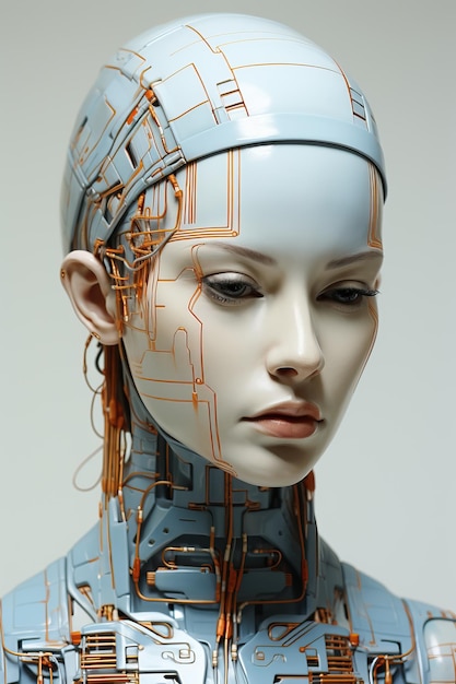 ロボットの頭を持つ女性