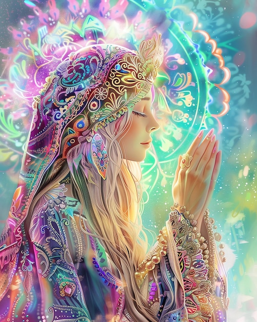 a woman with a rosary and a rosary in her hands