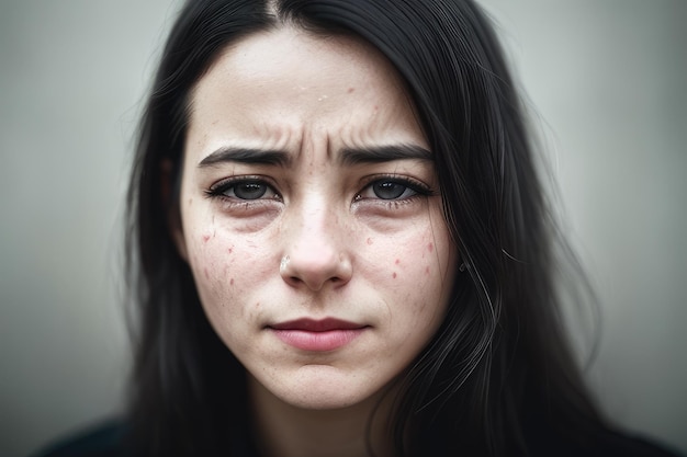 A woman with a sad expression on her face