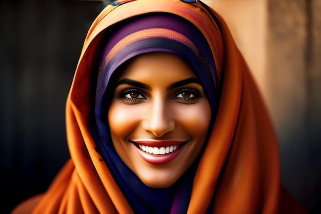 A woman with a scarf on her head