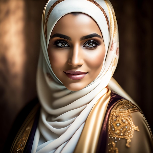 A woman with a scarf that has the word hijab on it