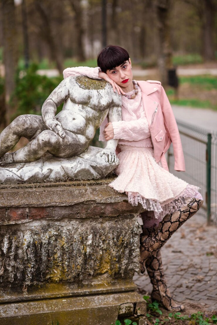 Photo woman with sculpture