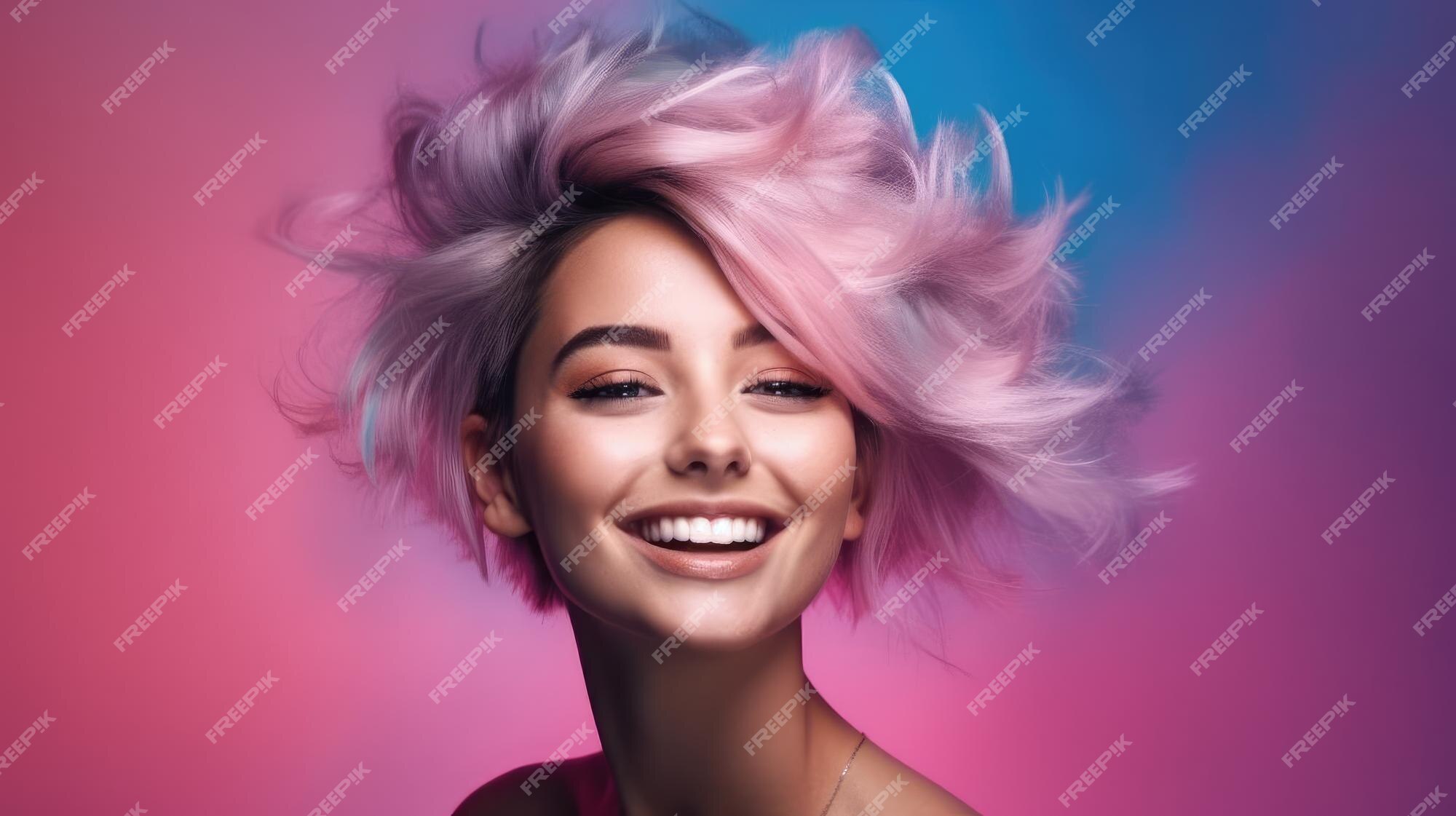 1. "Short hair with pink and blue highlights" - wide 5