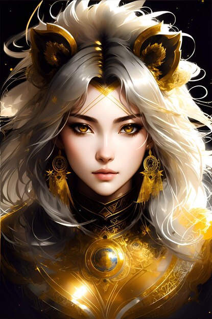 A woman with silver hair and gold eyes