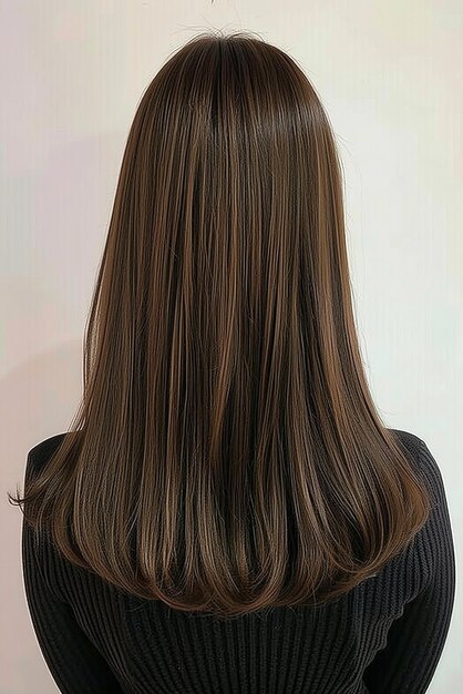 Woman with Sleek Long Brown Hair