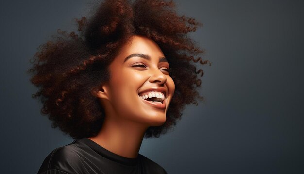 a woman with a smile that says natural hair