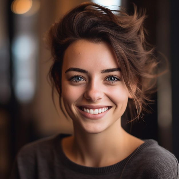 a woman with a smile that says " smile ".