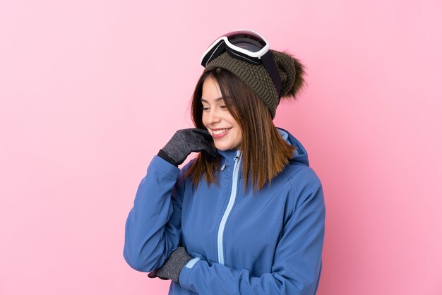 Woman with snowboard glasses