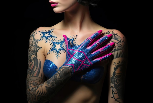 женщина с татуировкой звезды на руке в стиле еврейской культуры