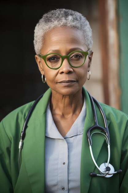 Photo a woman with a stethoscope on her neck