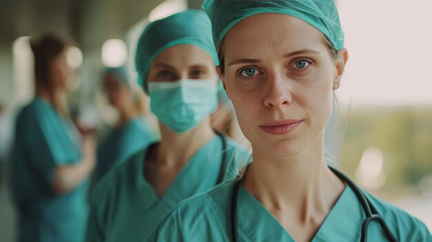 Woman With Stethoscope Standing in Hospital Hallway Women Day