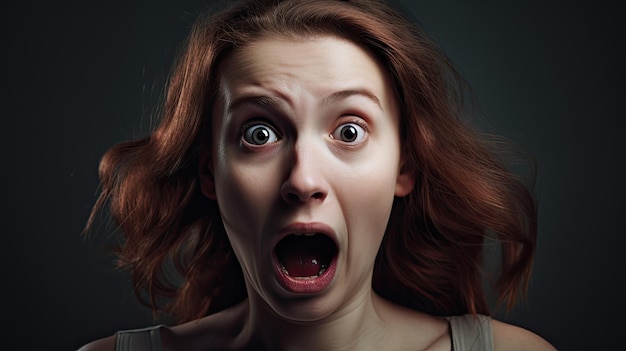 A woman with a surprised face