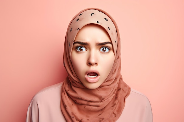 A woman with a surprised face