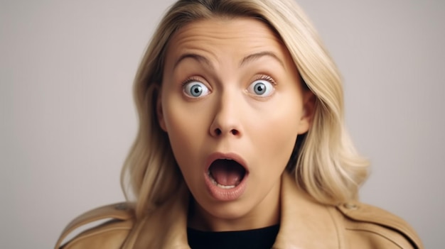 A woman with a surprised look on her face