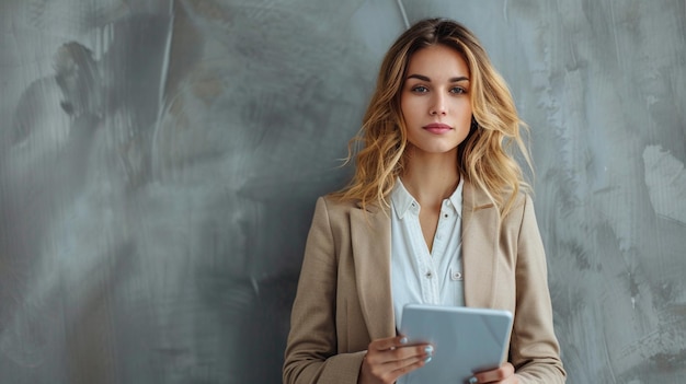 a woman with a tablet in her hands