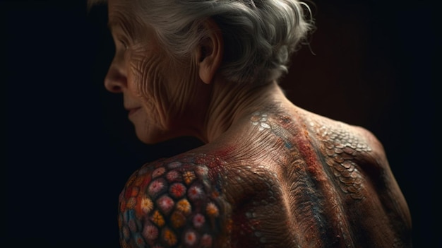 A woman with a tattoo on her back